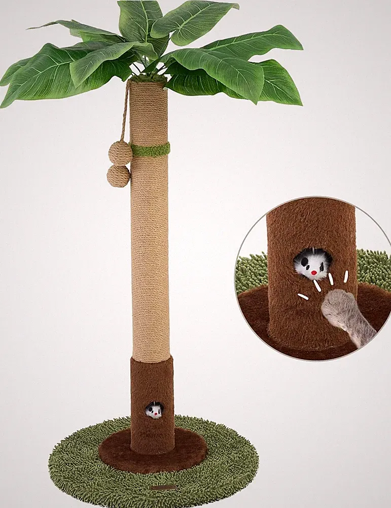 WOOCHPET Kratzbaum mit Sisalseil für Indoor-Katzen, Palmen-Kratzbäume, Pflanzenk