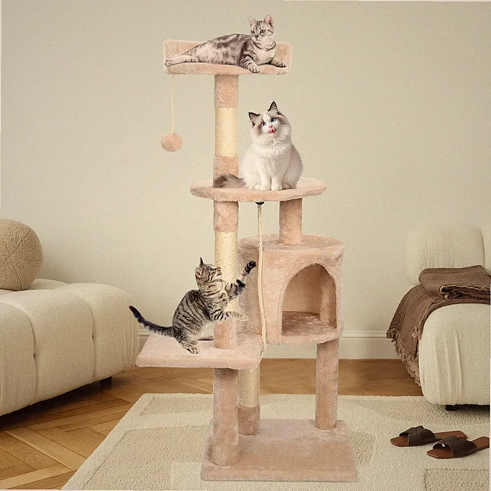 XXL Katzenkratzbaum 112 cm Kratzbaum Spielbaum Mittel Katzen Stabil Kletterbaum