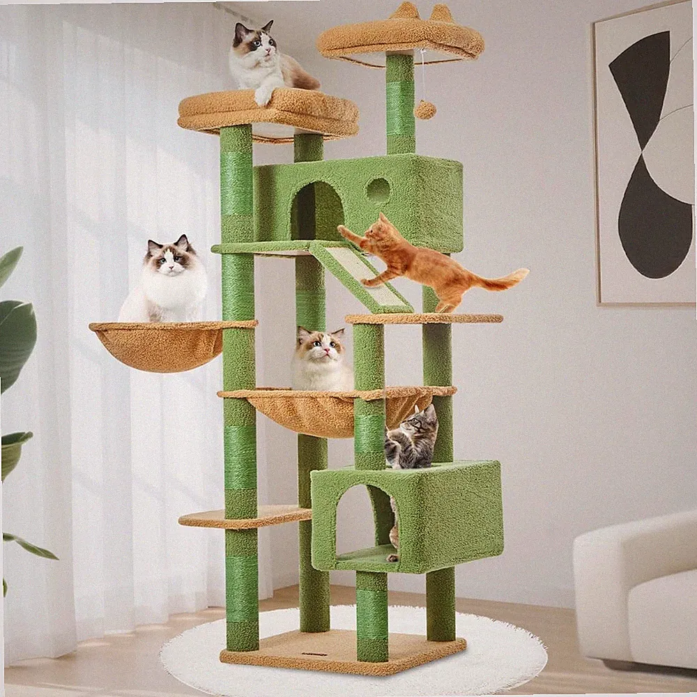 XXL Katzenkratzbaum aus Sisal und Plüsch – Hängematte, Korb, Nest, Indoor