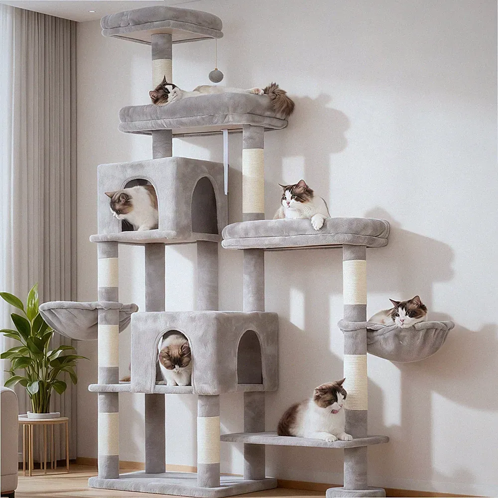 XXL Kratzbaum für groß Katzen, 180 cm hoch Stabil Katzenbaum mit rechts erwei...