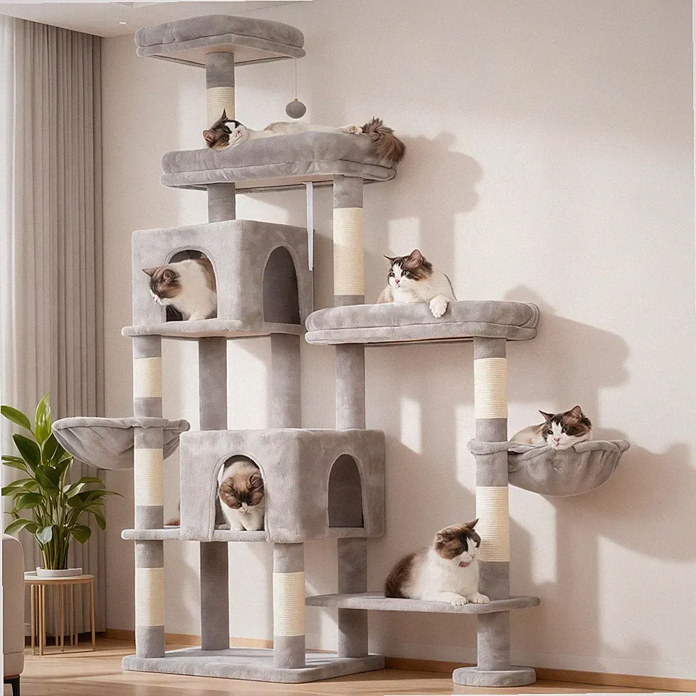 XXL Kratzbaum für groß Katzen 180 cm hoch Stabil Katzenbaum mit rechts erweitert