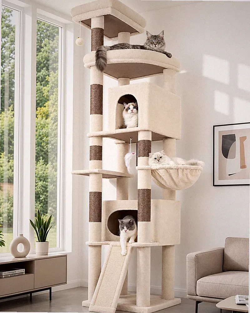 XXL Kratzbaum Globlazer F84B 215cm Beige ideal für große schwere Katzenrassen