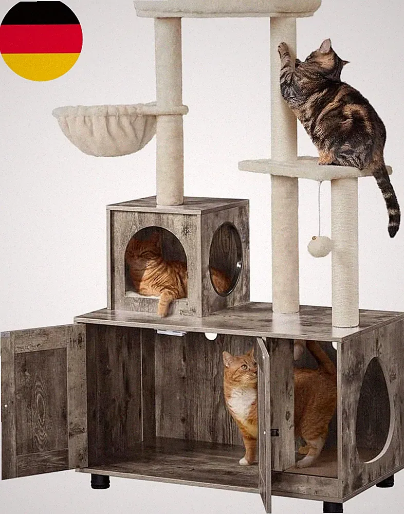 Yaheetech Katzenbaum Mit Katzenklo Schrank, 134,5 Cm Hoch, All-In-One Kratzbaum
