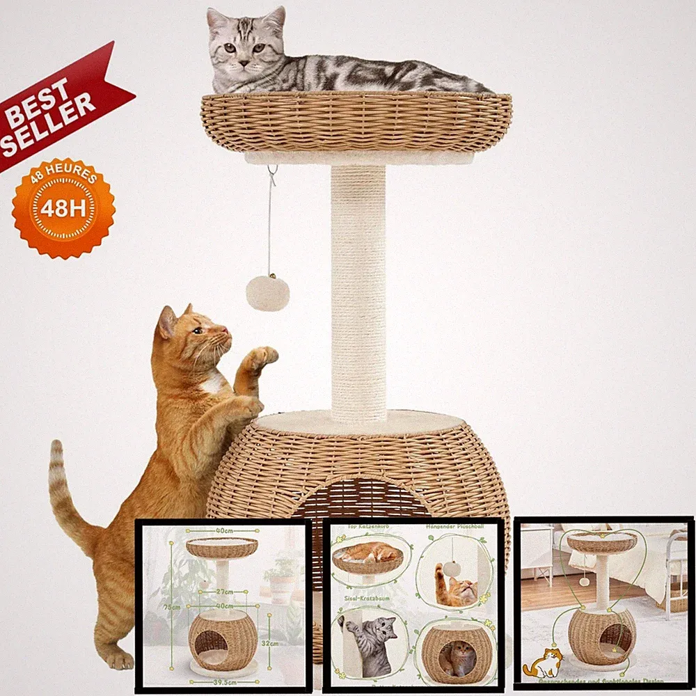 Yaheetech Kratzbaum für große Katzen, 75 cm, Beige, stabil und platzsparend