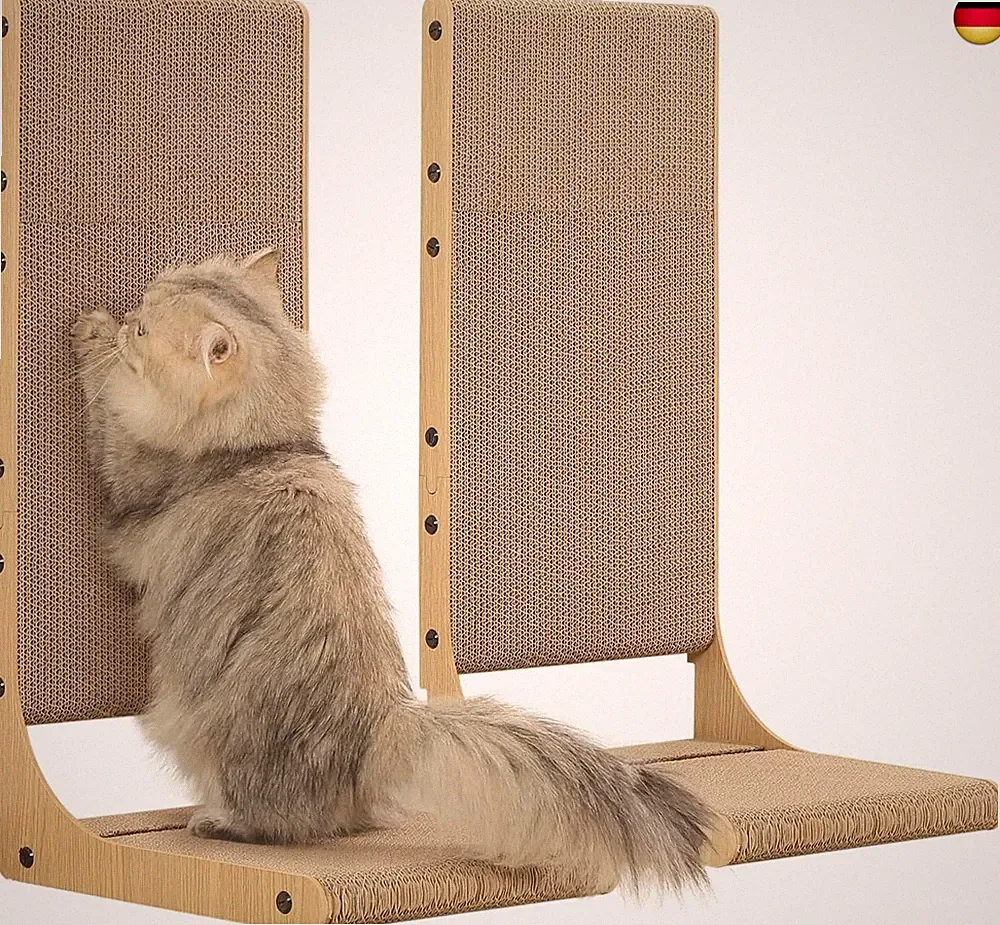 Zakkart 2er-Set Kratzbrett für Katzen, 65 cm Hoch - L-förmiger Karton-Kratzbaum