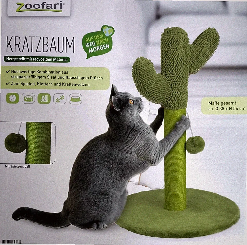 zoofari Kratzbaum / Kaktus Katzenbaum, mit Spielzeugball